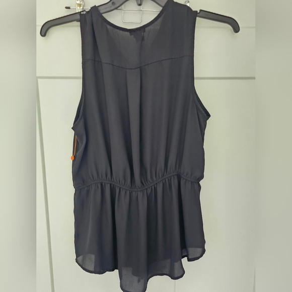 Justify Black Sleeveless Zip Front Peplum Top XL - Picture 7 of 10
